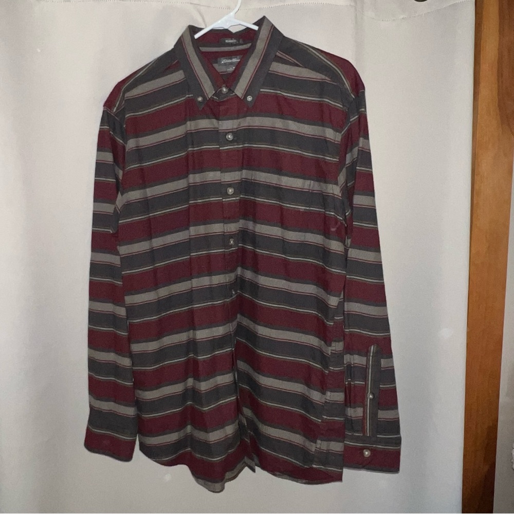 Eddie Bauer Flannel Plaid Button Down Shirt - Red and Brown
